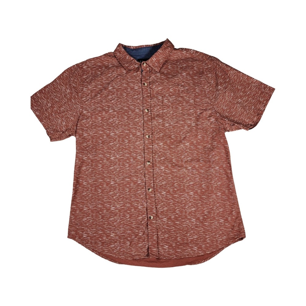STRAIGHT FADED Men's Short Sleeve Button Up Shirt‎ Red Blue Size XL